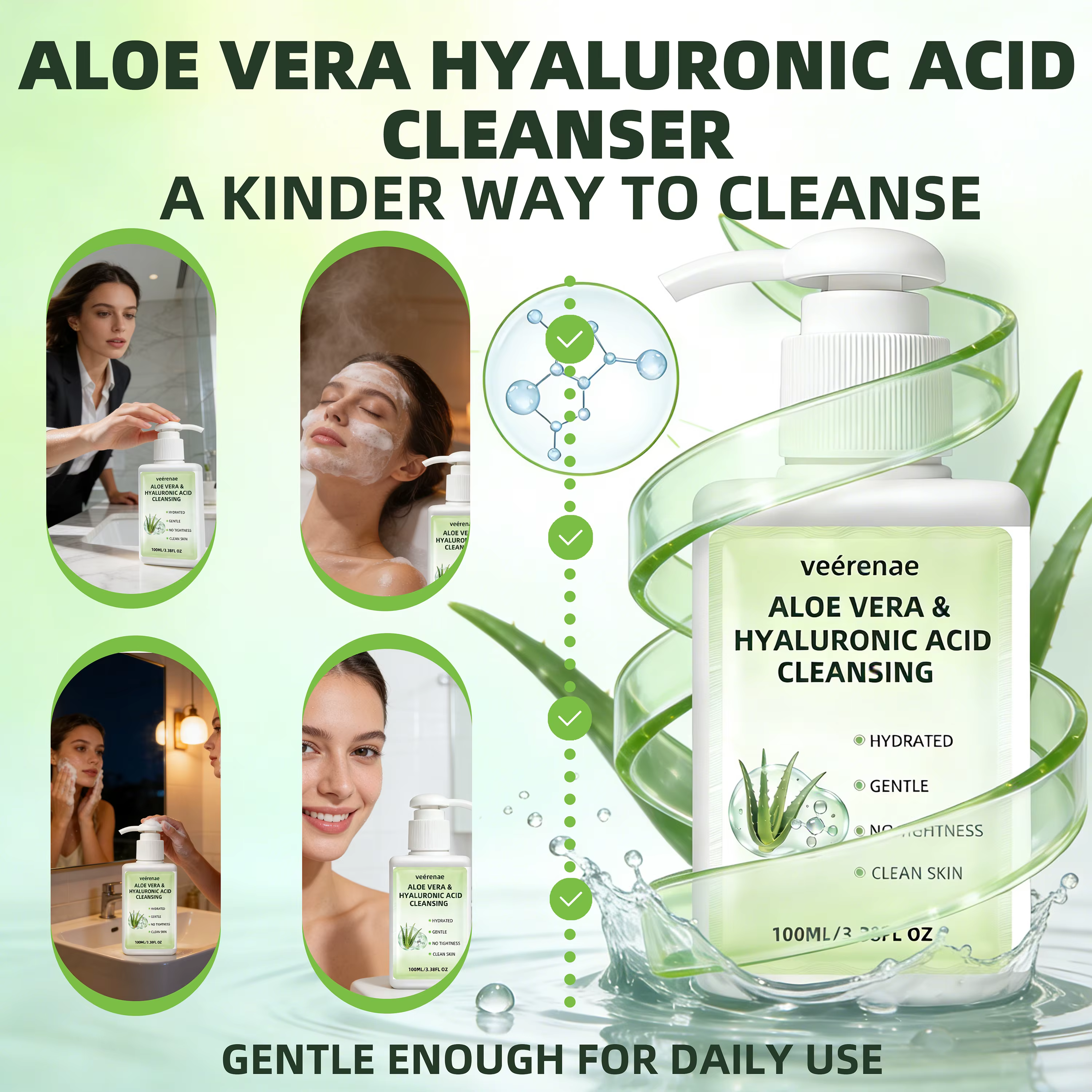 Nettoyant à l'aloe vera et à l'acide hyaluronique