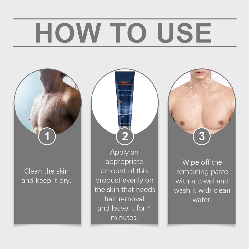 Crème dépilatoire Avocado Man pour zones intimes, bonne odeur, non irritante, dépilatoire corporel et barbe permanent et indolore