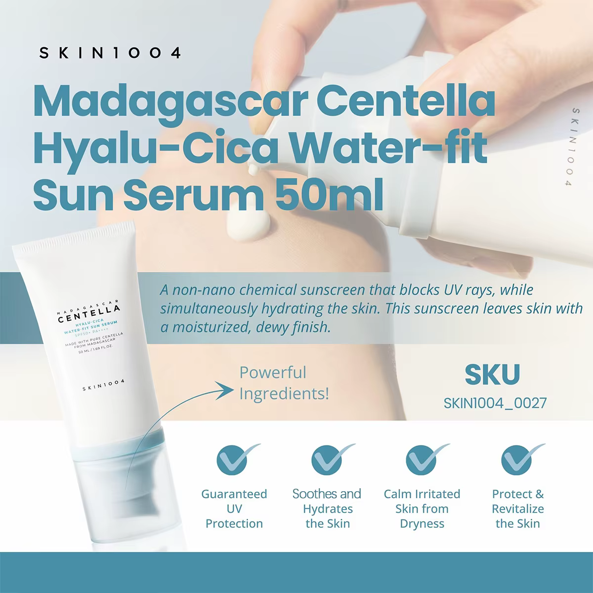 Madagascar Centella Hyalu-Cica sérum solaire imperméable SPF50 + PA +++