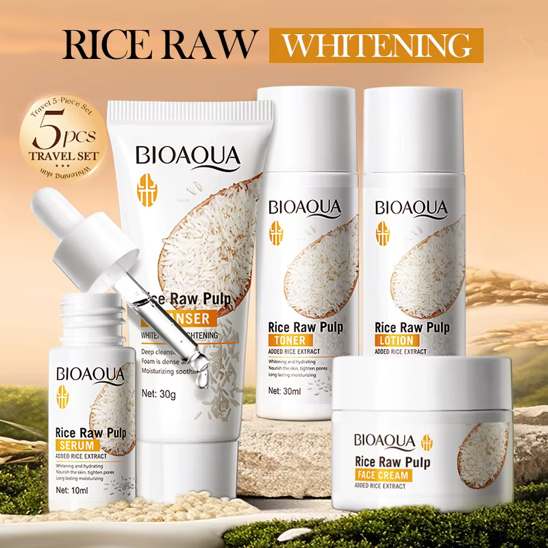 BIOAOUA ensemble de soins de la peau blanchissant au riz