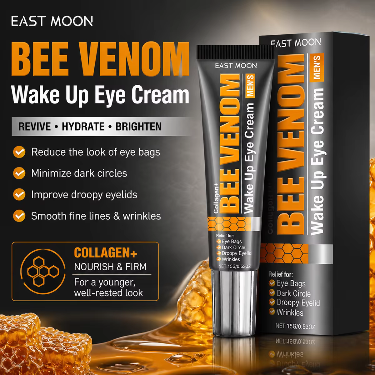 Crème Contour des Yeux au Venin d'Abeille et au Collagène pour Réduire les Poches et les Cernes