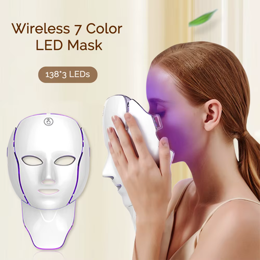 Masque facial LED avec traitement lumineux du cou 7 couleurs
