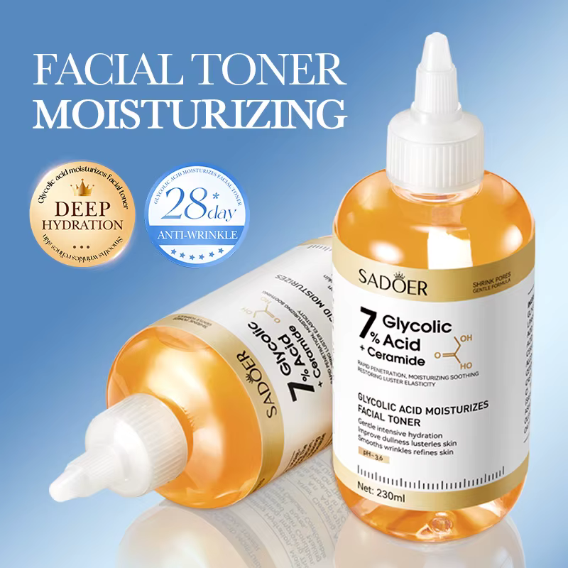 SADOER Sérum Tonifiant à l'Acide Glycolique 7% – Tonique Facial Rajeunissant