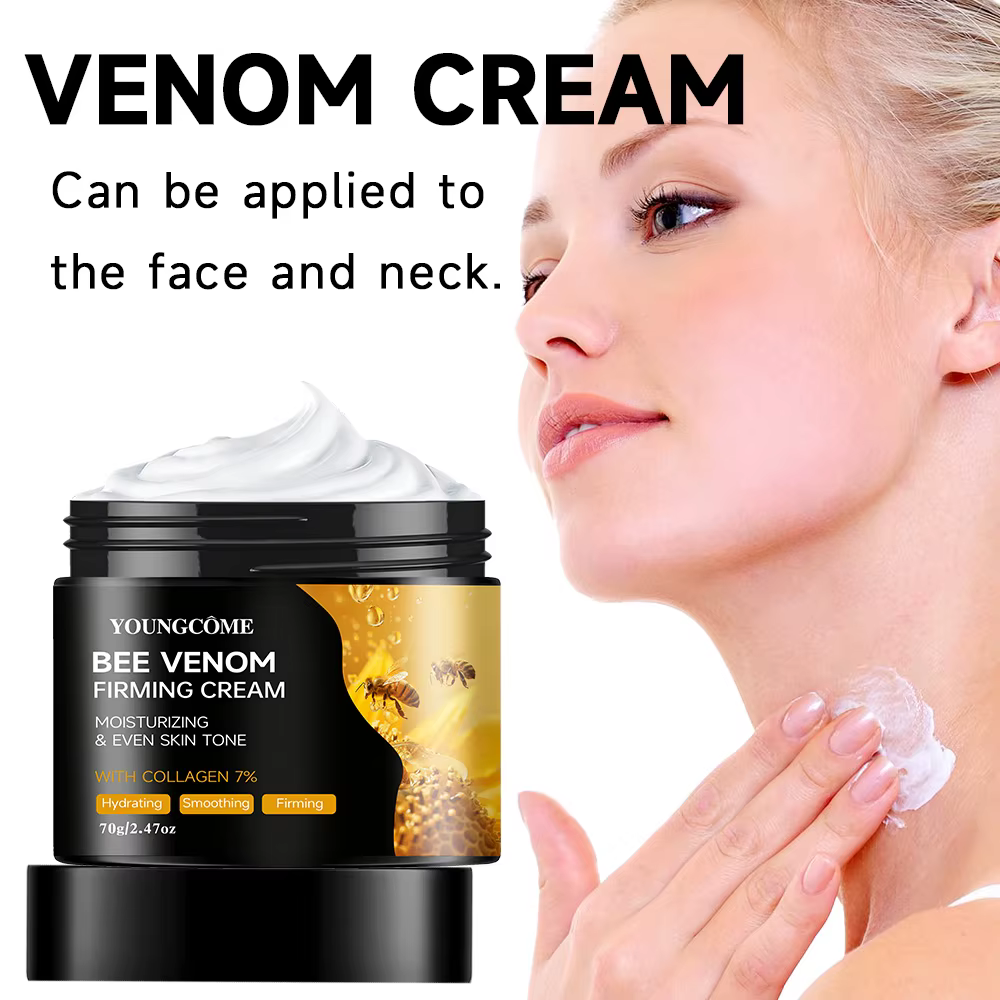Crème Premium au Venin d'Abeille Visage et Cou – Boost de Collagène, Raffermissante, Liftante, Hydratante Naturelle, Non Grasse, Soin Doux et Amélioré