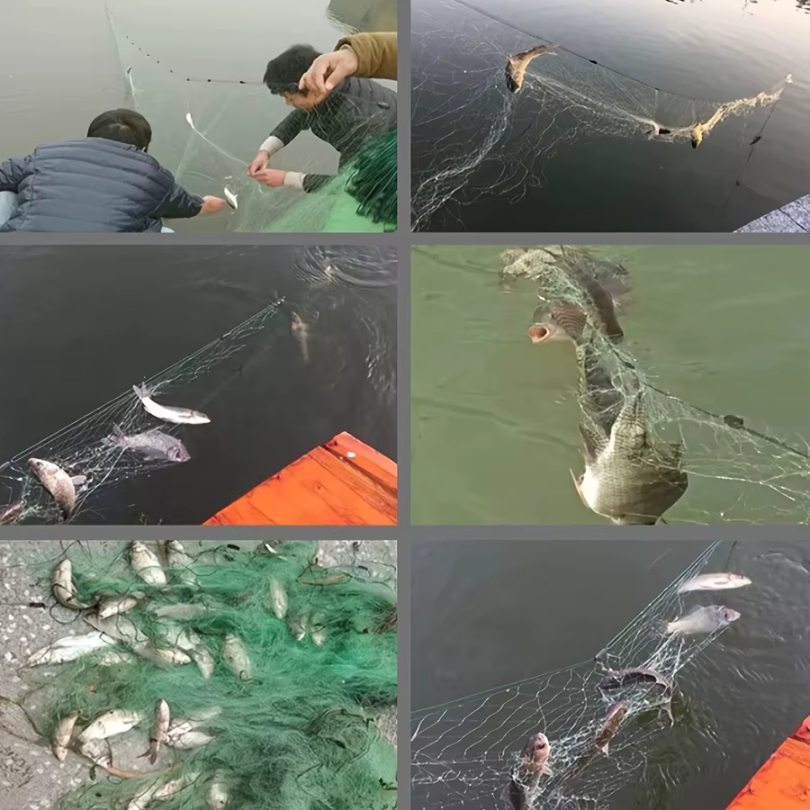 Filet de pêche en nylon durable à 3 couches – Design vert, léger et robuste pour une utilisation en eau douce et en eau salée