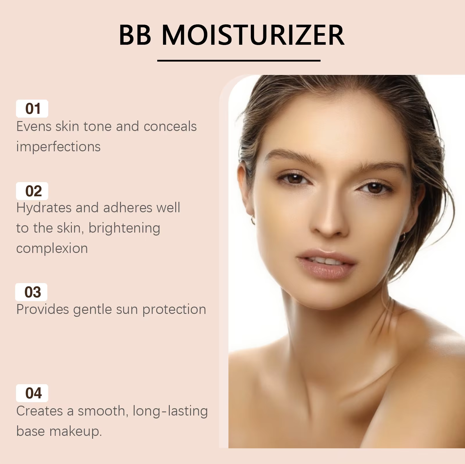 Crème BB Teintée Protection Solaire SPF 30++ Couvrance Totale Pores Invisibles Anti-Acné Éclaircissant Maquillage Nude Kit Fond de Teint Visage Waterproof