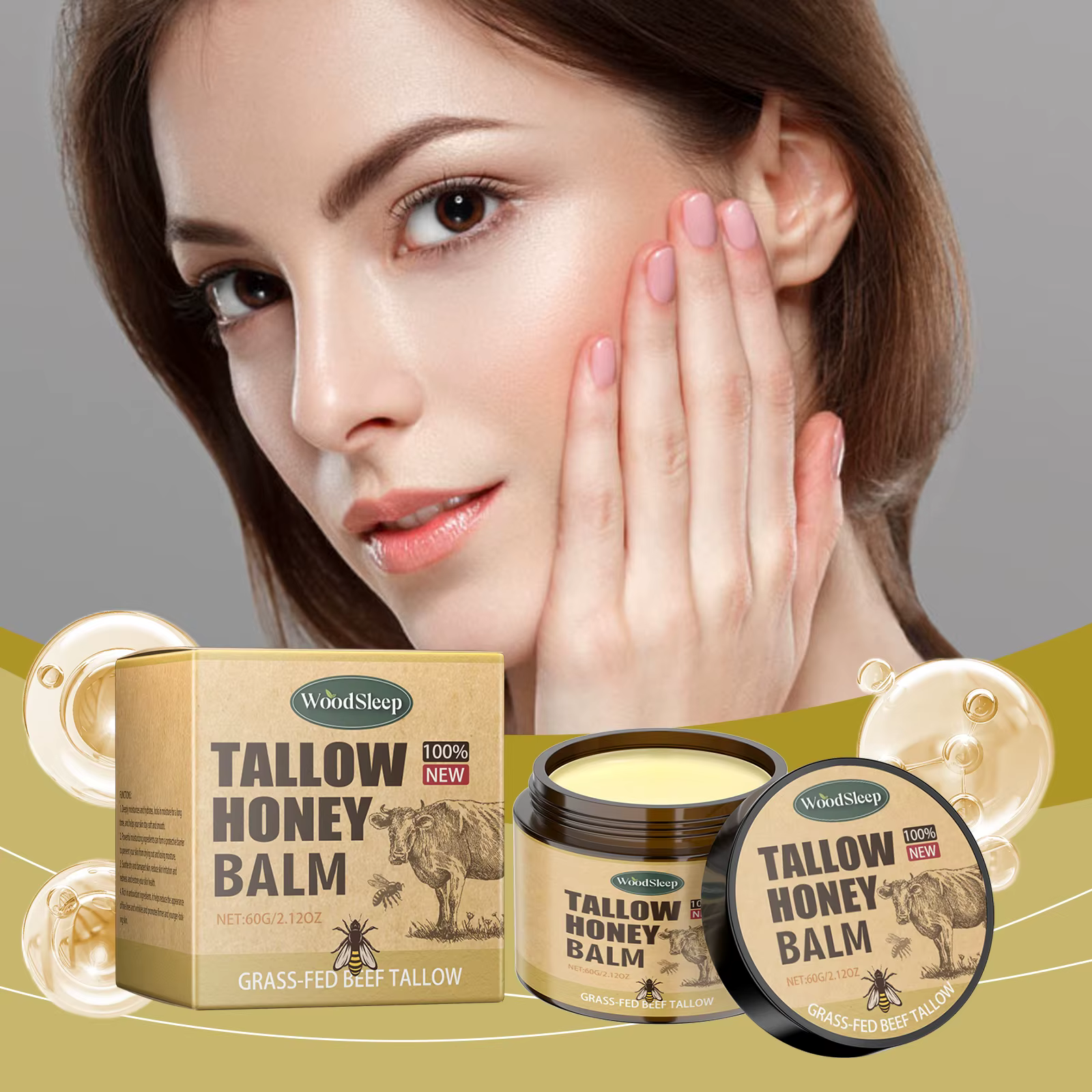 Crème hydratante au miel de Tallow de boeuf