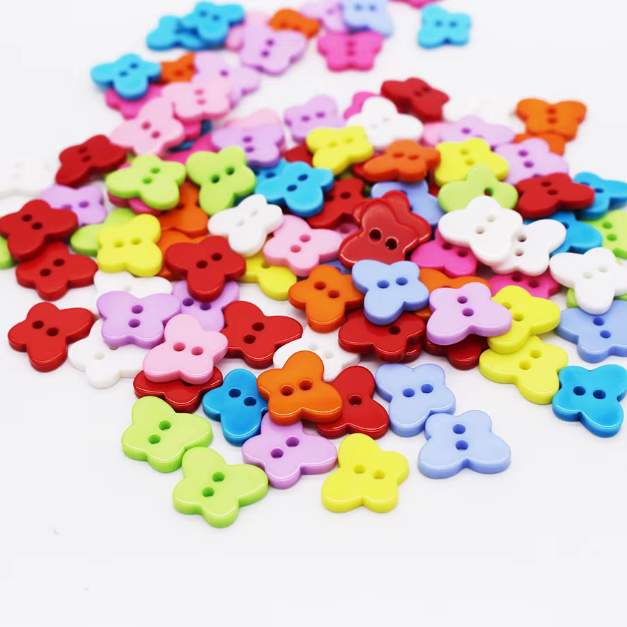 Boutons de couture en résine boutons papillon pour Scrapbooking boutons artisanaux de couture boutons décoratifs enfants Botones 2 trous 100 pièces