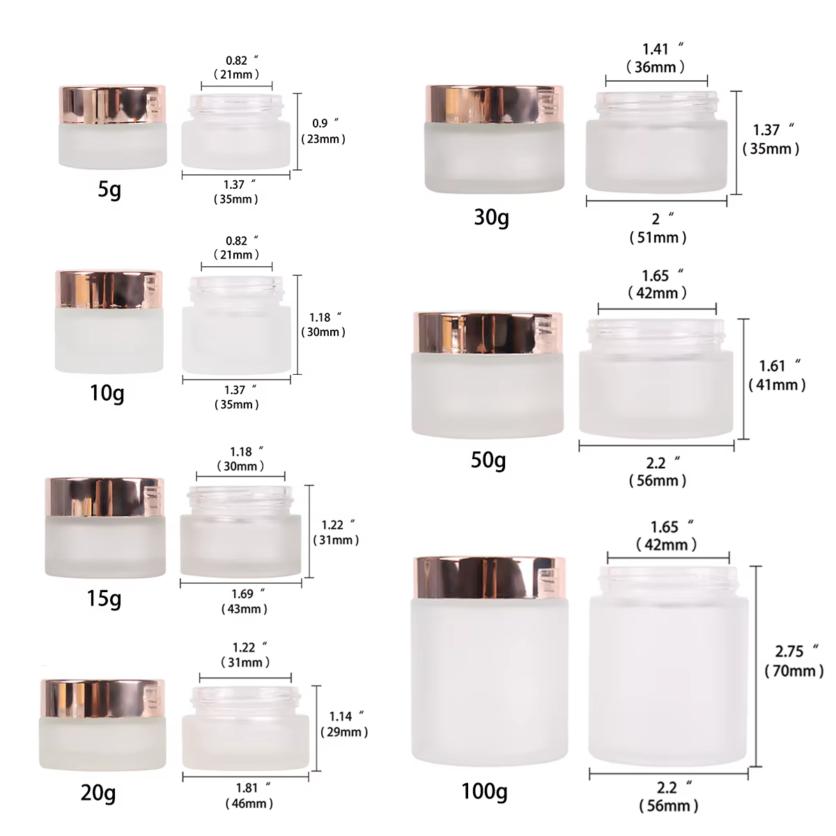 Récipient d'emballage cosmétique HI avec couvercle en or rose