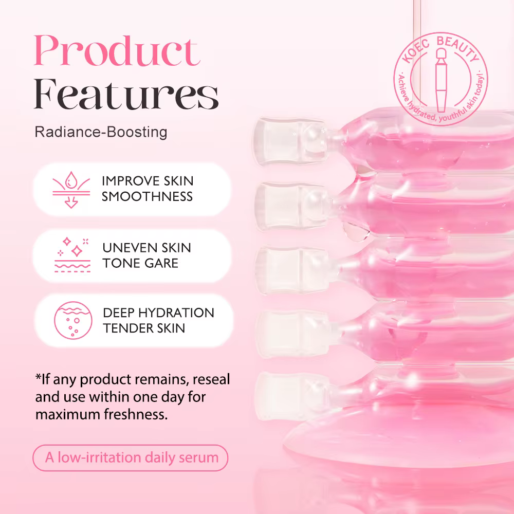 10 flacons/boîte – Sérum PDRN PINK ONE DAY – Ampoule raffermissante et hydratante – Lissage de la peau – Contrôle du sébum – Affinage des pores – Essence de rajeunissement cutané