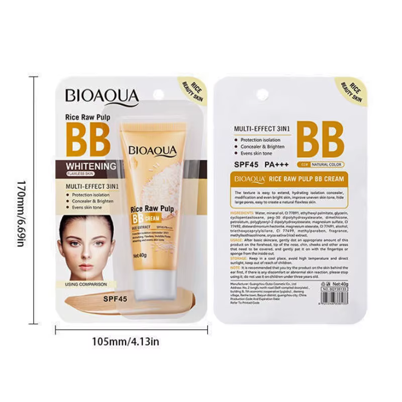 Nouvelle crème BB hydratante à la poudre de riz BIOAOUA