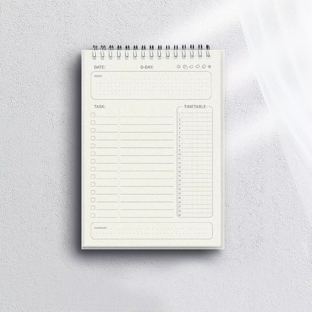 Organisateur d'horloges de forme d'auto-inspection, gestion du temps, planificateur quotidien, liste de choses à faire, remplissage d'écriture à feuilles mobiles