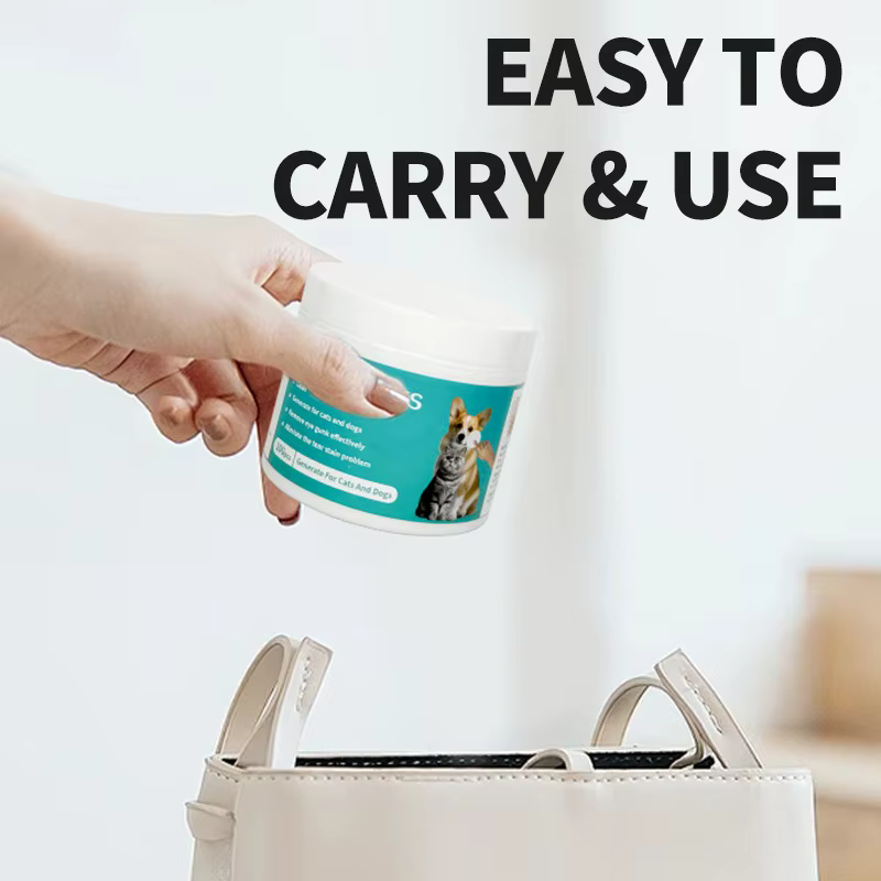 Lingettes nettoyantes pour animaux de compagnie : lingettes humides pour éliminer les marques de larmes et nettoyer les yeux des chats