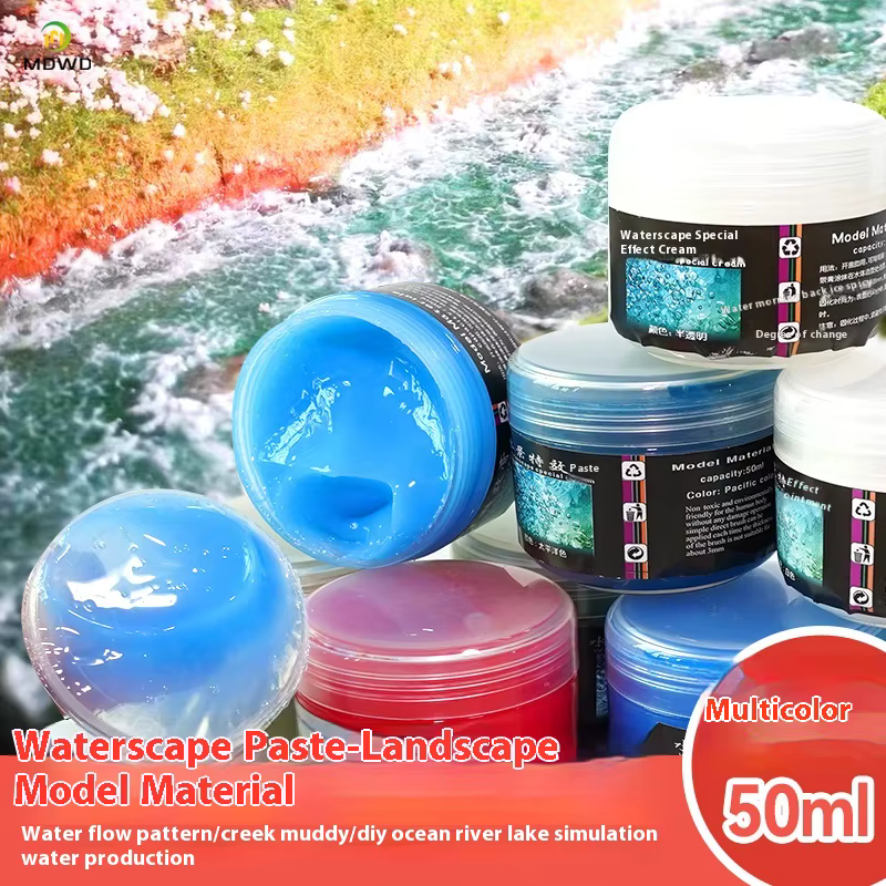 Pâte de paysage aquatique pour modélisation de bricolage, 50ml, rivières, océan, tartes, crème à effet d'eau simulée statique, matériaux de fabrication de scène pour Diorama