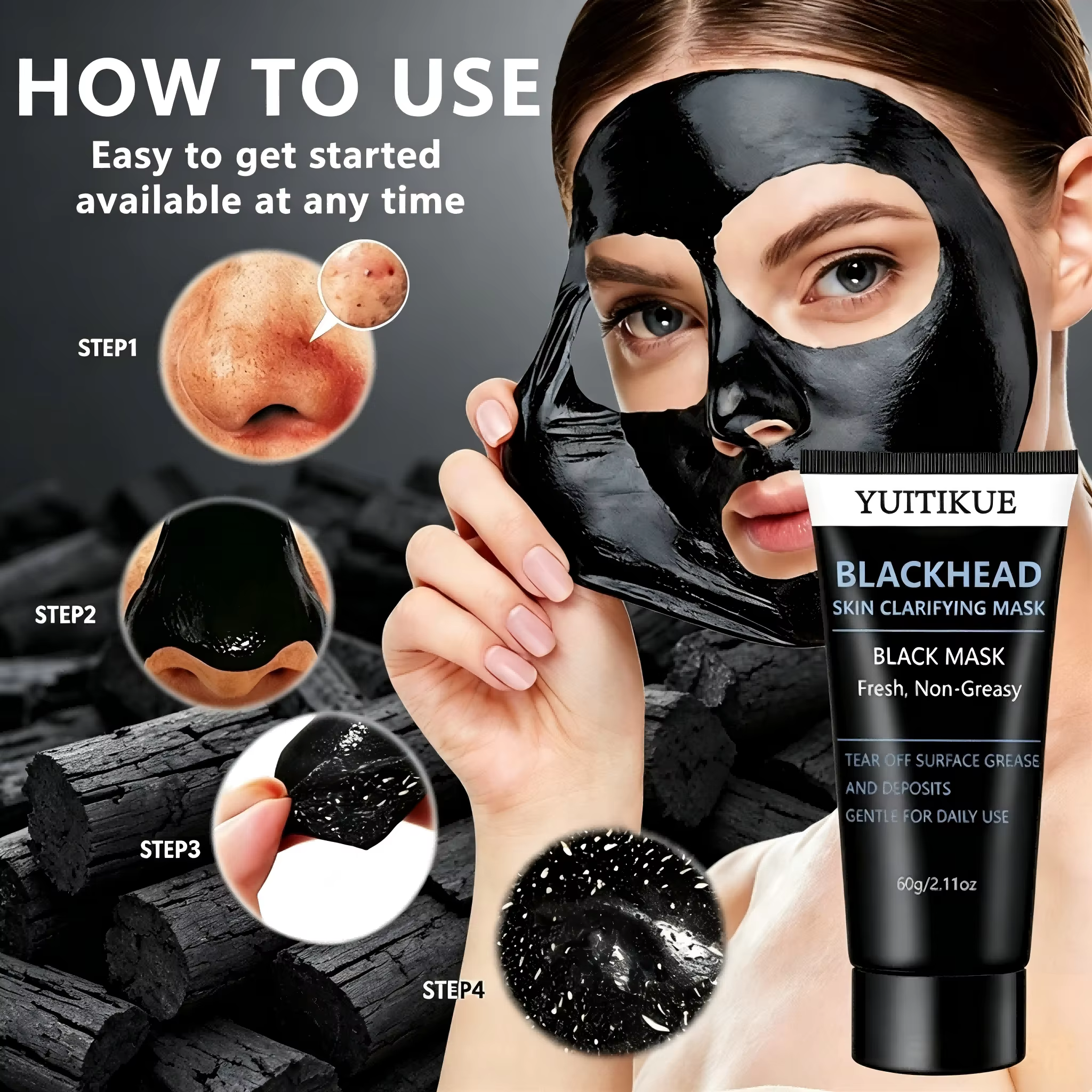 Masque clarifiant pour la peau YUITIKUE contre les points noirs 60g