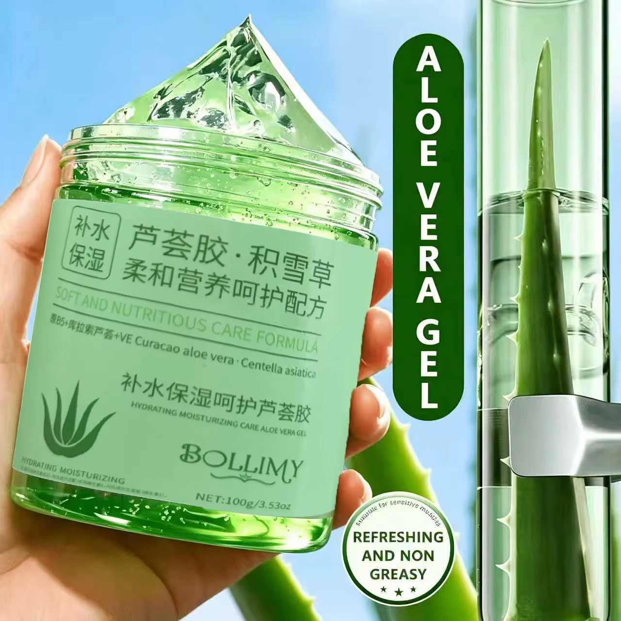 Gel d'aloe vera et de centella asiatica