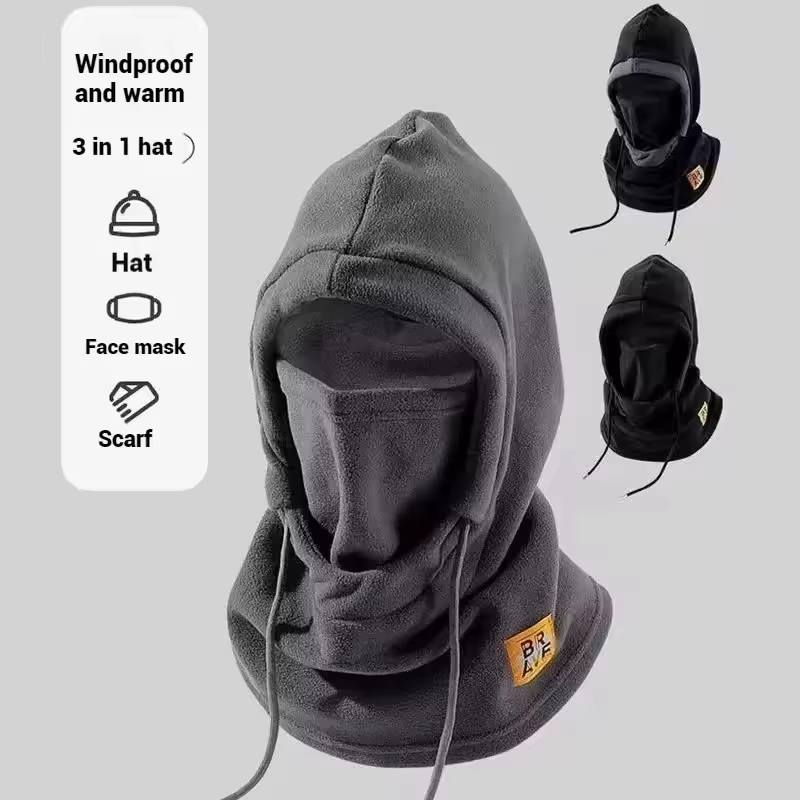 Chapeau d'hiver chaud avec masque et cache-cou 3-en-1, cagoule coupe-vent pour hommes et femmes, chapeau masqué pour le cyclisme, protection contre le froid
