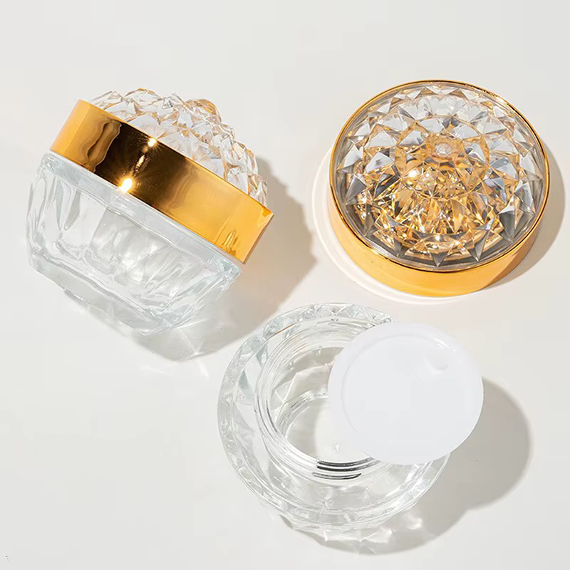 Pot de crème pour le visage en verre de luxe 50g