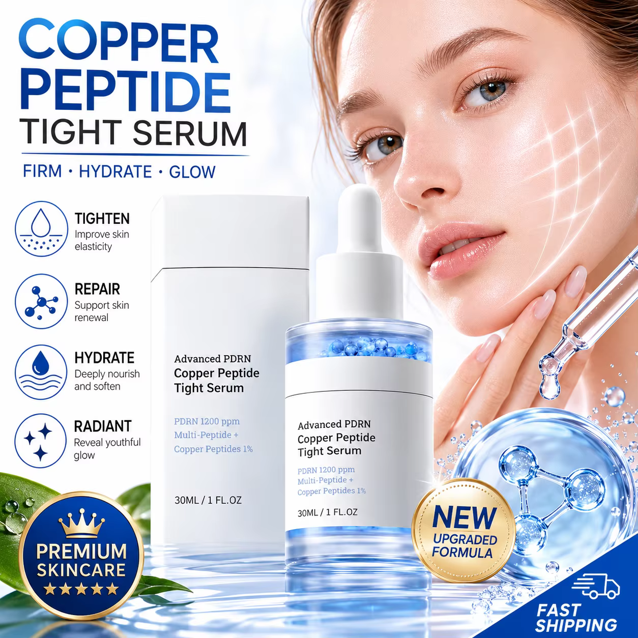 Sérum facial avancé au peptide de cuivre