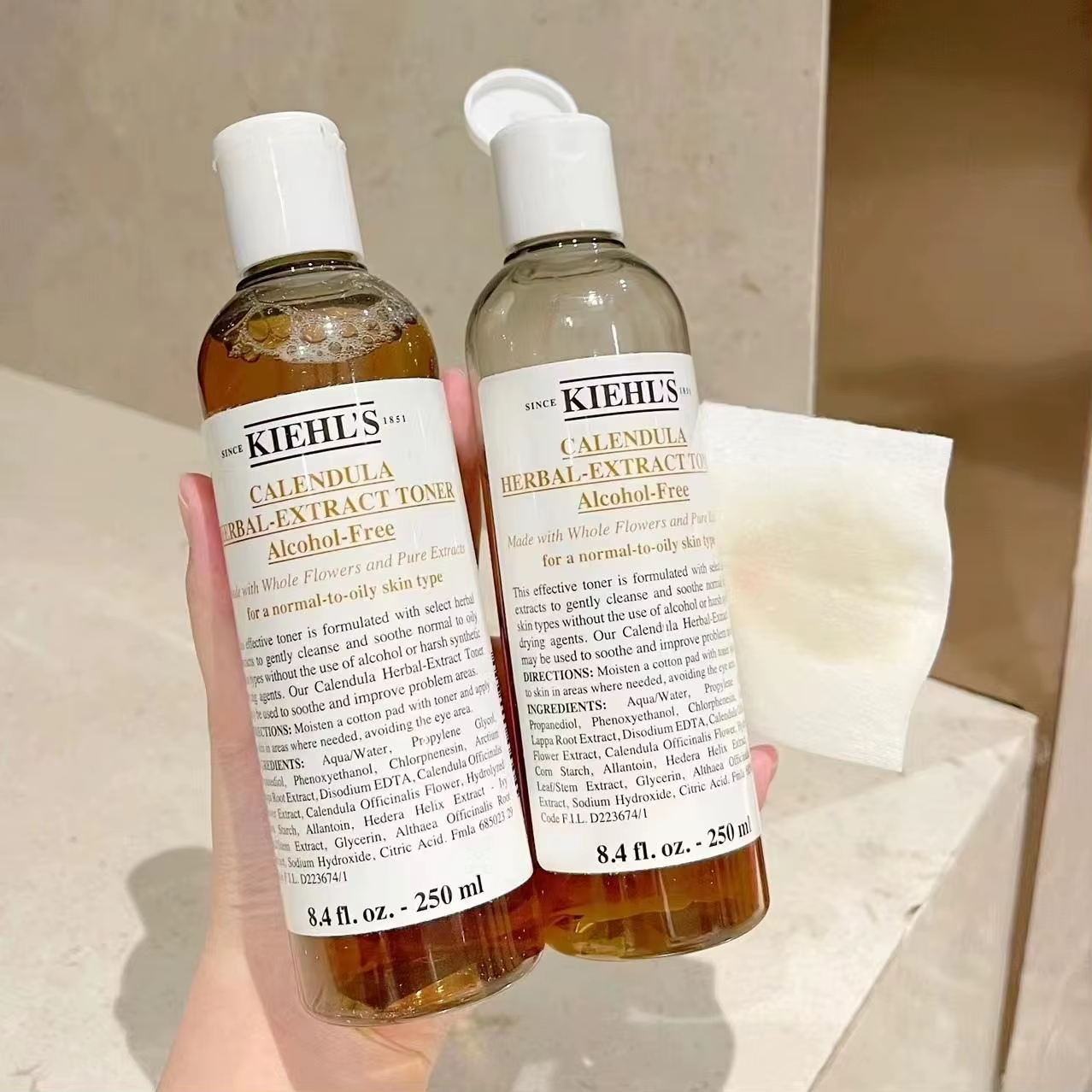 Tonique à l'extrait de calendula Kiehls 250ml 40ml Sans alcool Apaisant Contrôle du sébum Soulagement des rougeurs Minimisation des pores Pour peaux grasses