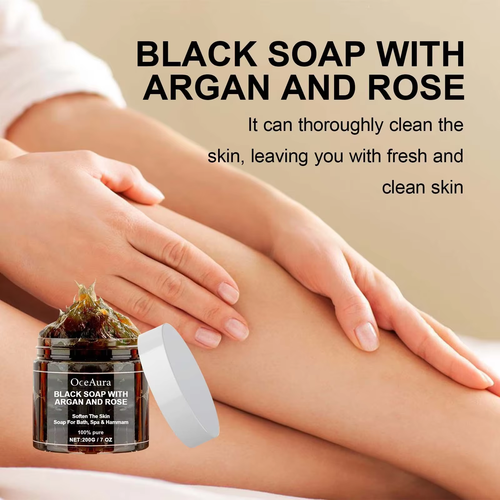 Savon Beldi noir à l'argan et à la Rose
