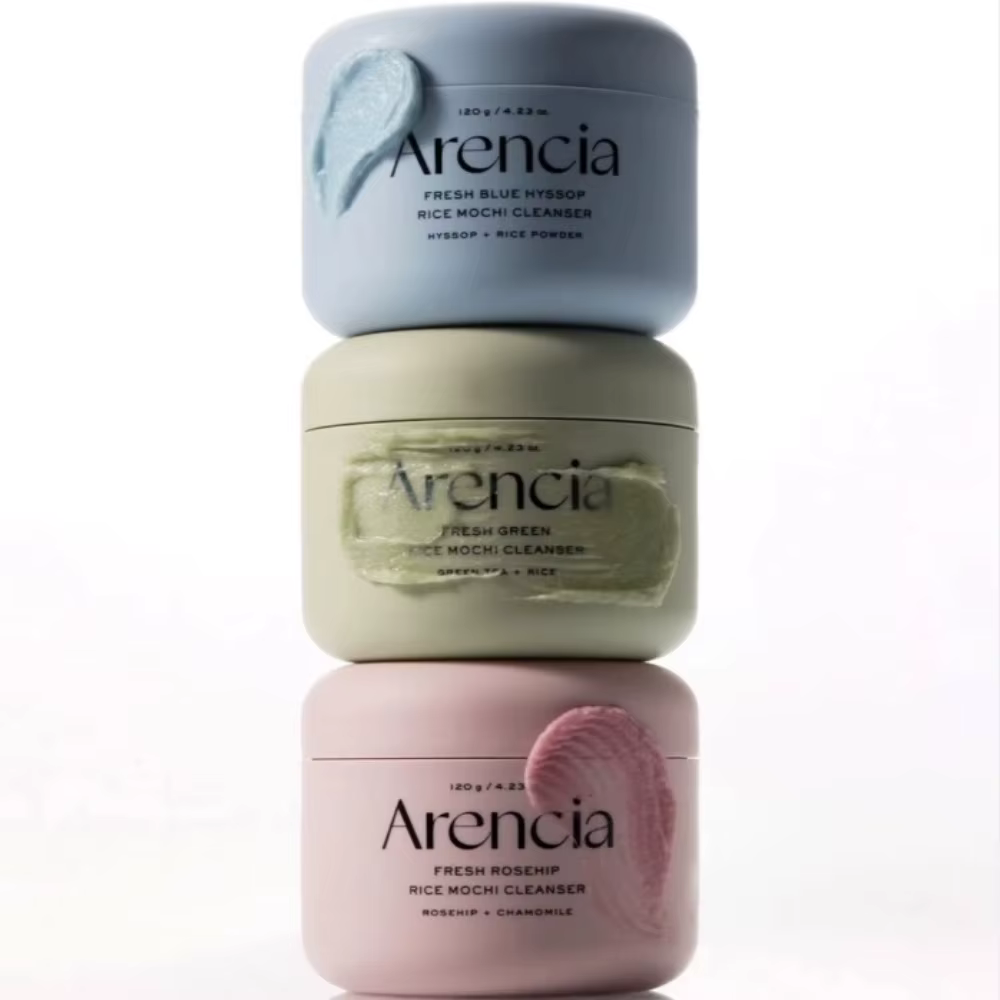 Nettoyant Mochi au riz frais Arencia 120g Hyssop bleu Thé vert Rose musquée Camomille Nettoyage en profondeur doux Hydratant Peau éclatante