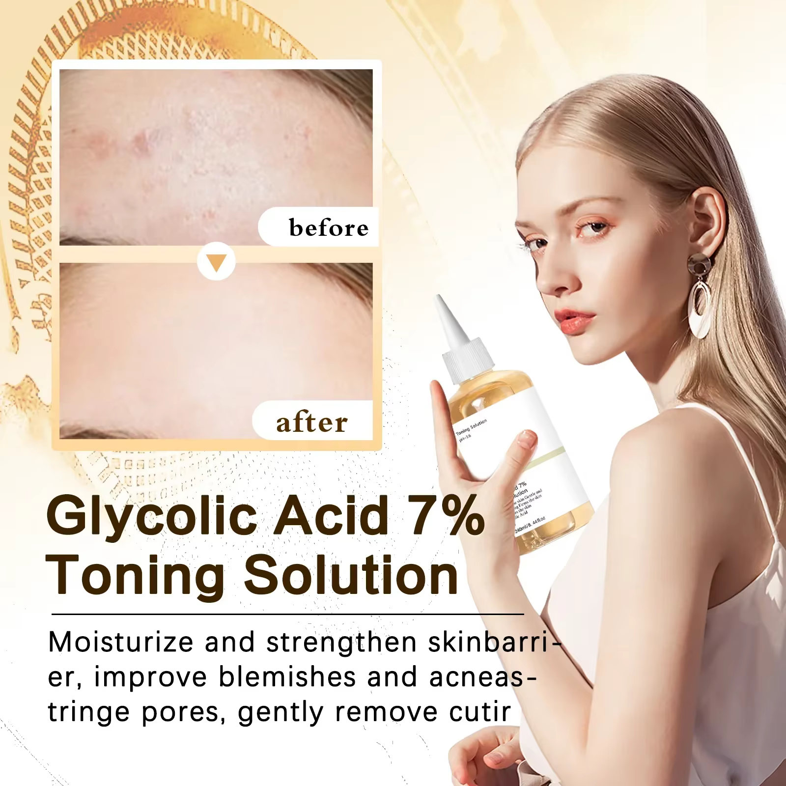 Solution tonifiante à l'acide glycolique 7% pour cent