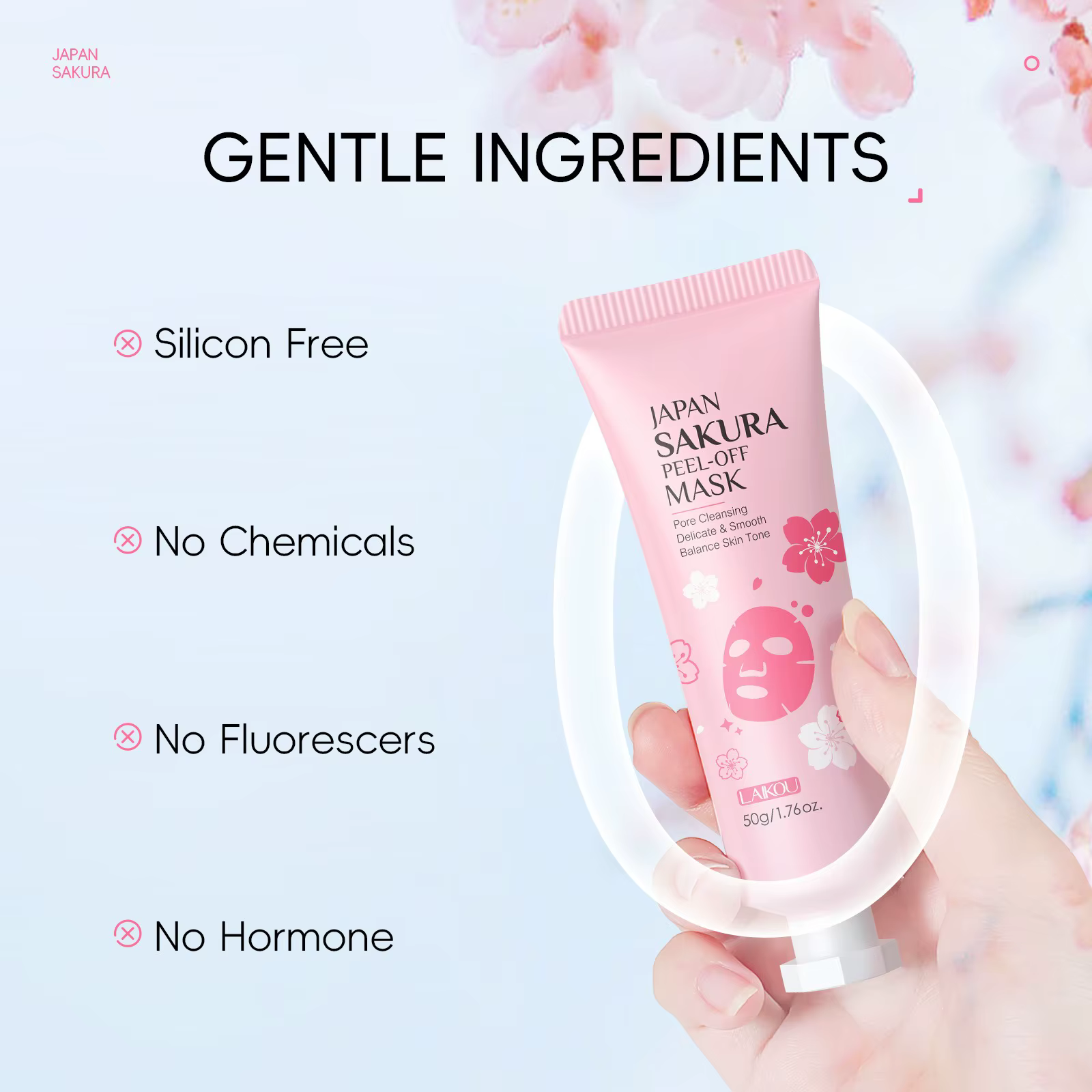 1/2count Japon Sakura masque détachable 50g résidus cosmétiques de nettoyage en profondeur
