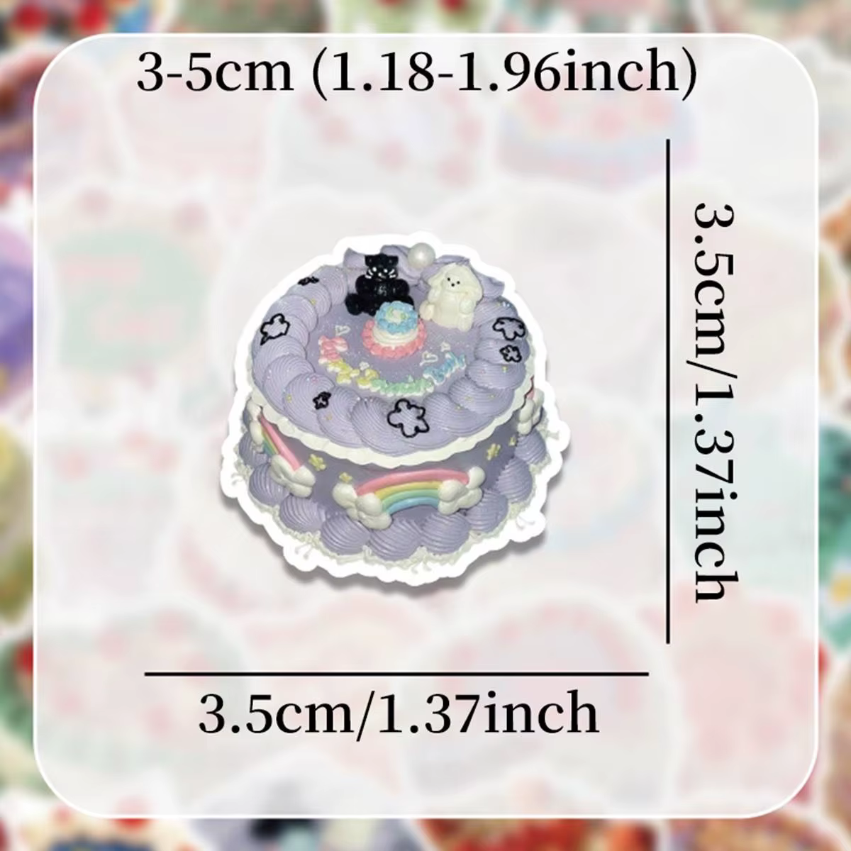 60 pièces d'autocollants de gâteau crème rétro, motifs de desserts colorés, adaptés aux journaux, aux scrapbooking et aux décorations de fête