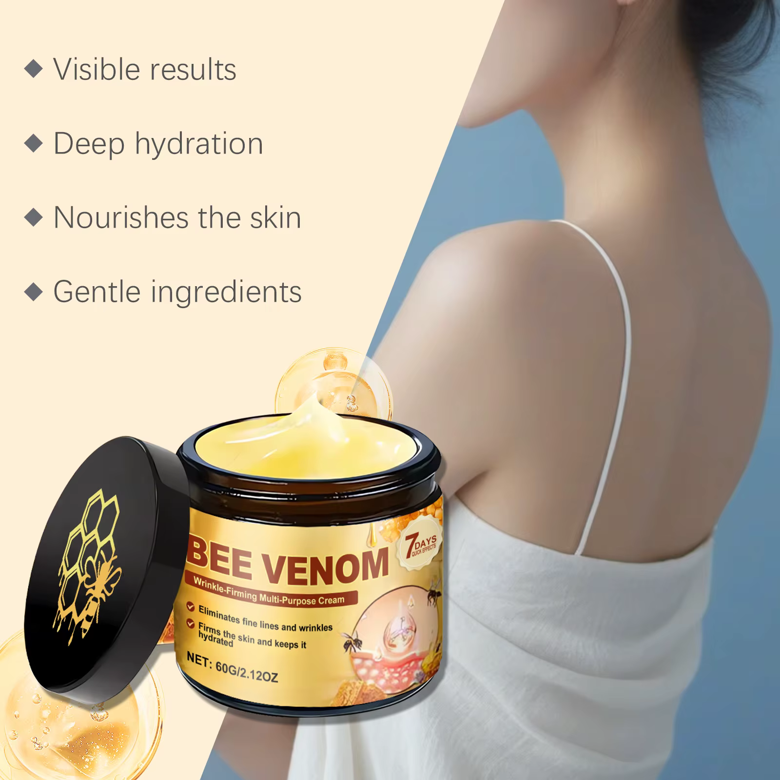 Crème raffermissante au venin d'abeille pour l'affaissement de la peau