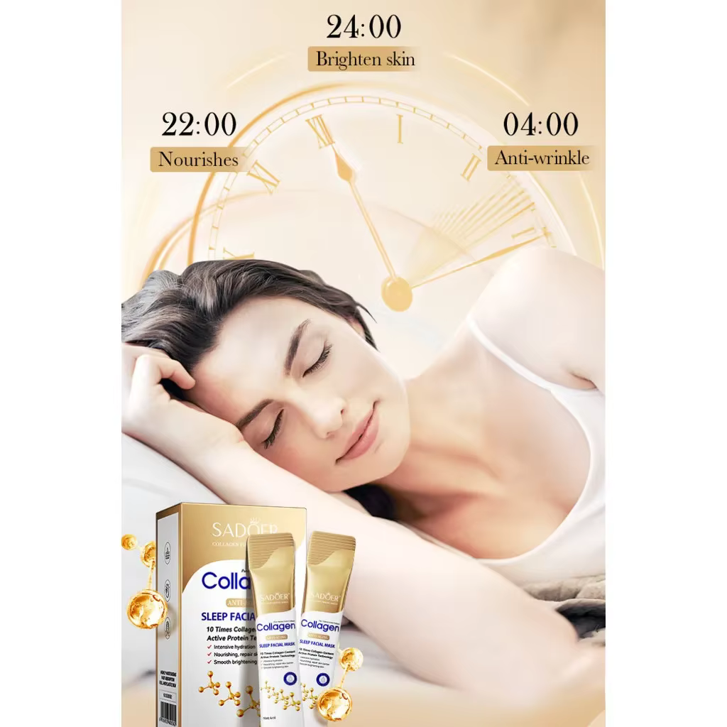 30 pièces SADOER collagène dormir masques faciaux visage soins de la peau hydratant éclaircissant raffermissant