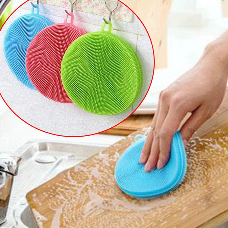 Brosses de nettoyage magiques rondes en Silicone, Gadgets de cuisine, brosse de lavage des fruits, tampon isolant, nettoyeur de bol de Pot, accessoires de cuisine