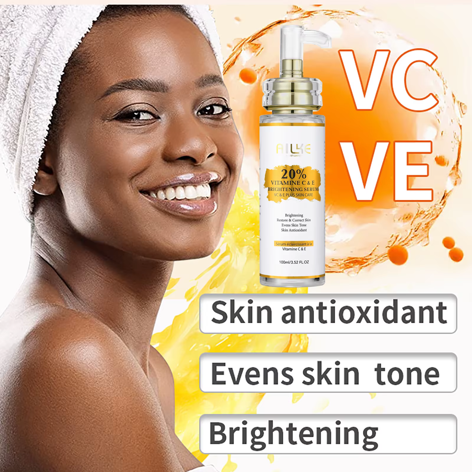 AILKE – Lotion éclaircissante pour le corps à la vitamine C
