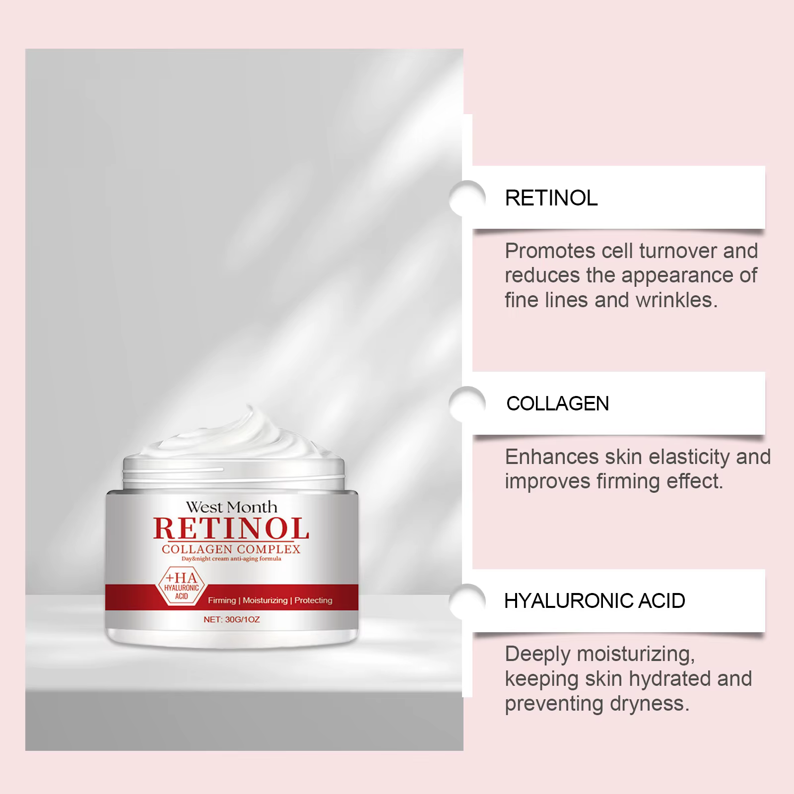 Crème hydratante au rétinol pour le visage