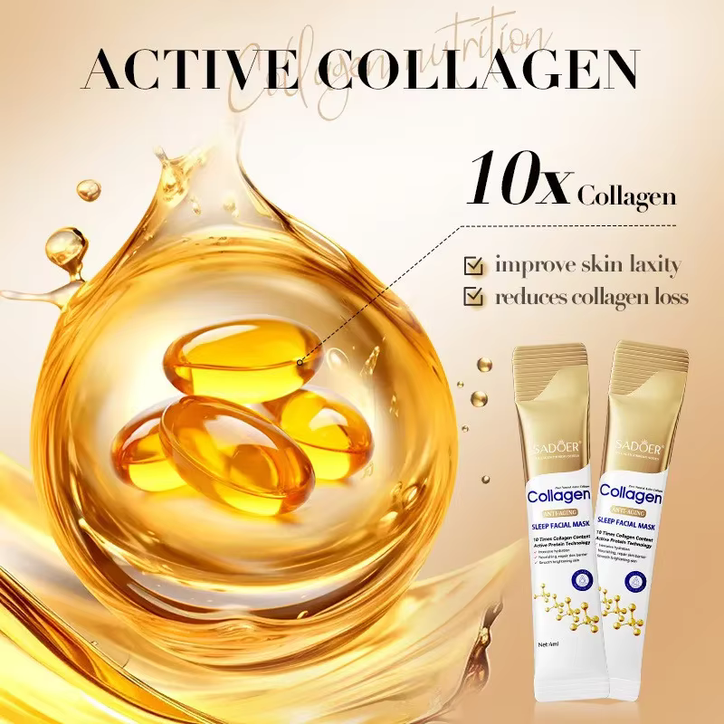 30 pièces SADOER collagène dormir masques faciaux visage soins de la peau hydratant éclaircissant raffermissant