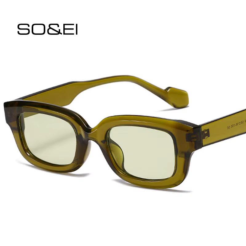 SO & EI rétro petit rectangle lunettes de soleil femmes bonbons couleurs nuances UV400 carré hommes lunettes de soleil