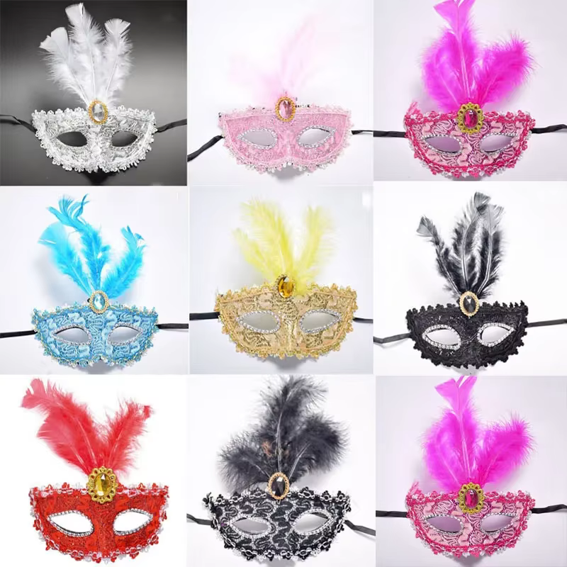 15 pièces masque de plumes d'événement avec fleur princesse venise masques pour les yeux fête d'anniversaire Cosplay masques de fête