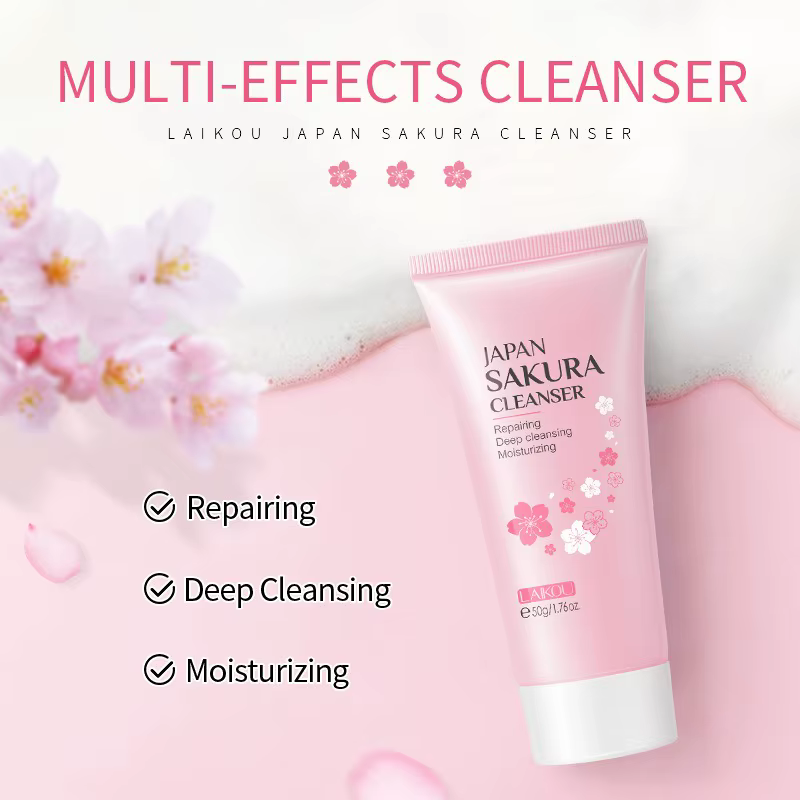Sakura nettoyant mousse riche nettoyage en profondeur enlever la graisse améliorer la crème de lavage du visage grasse