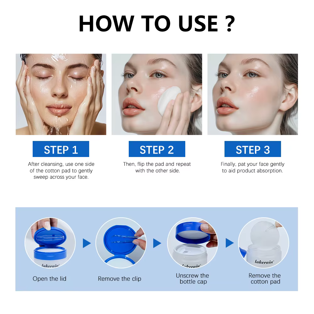 Lakerain – Lot de 2 produits de soin : Tampon tonifiant 0-Pore, Sérum éclat au peptide rose et ADN de saumon, Hydratant purifiant au beurre de karité