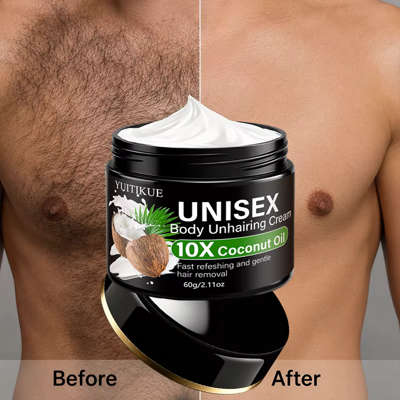 YUITIKUE 10X Crème dépilatoire unisexe à l'huile de noix de coco, rafraîchissante et douce, pour le corps entier, pour les jambes, les aisselles, soin de la peau