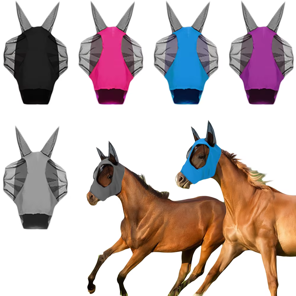 Masque anti-mouches pour chevaux, masque facial de course pour chevaux, couverture anti-insectes pour le visage du cheval, 1 pièce