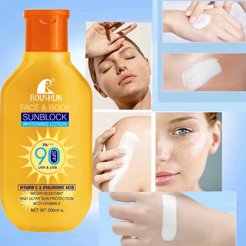 Lotion corporelle solaire 2 en 1 à la vitamine C et à l'acide hyaluronique