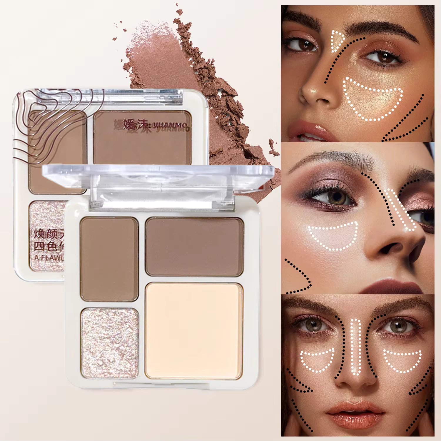 Palette de contour de reflets tridimensionnels pour le visage