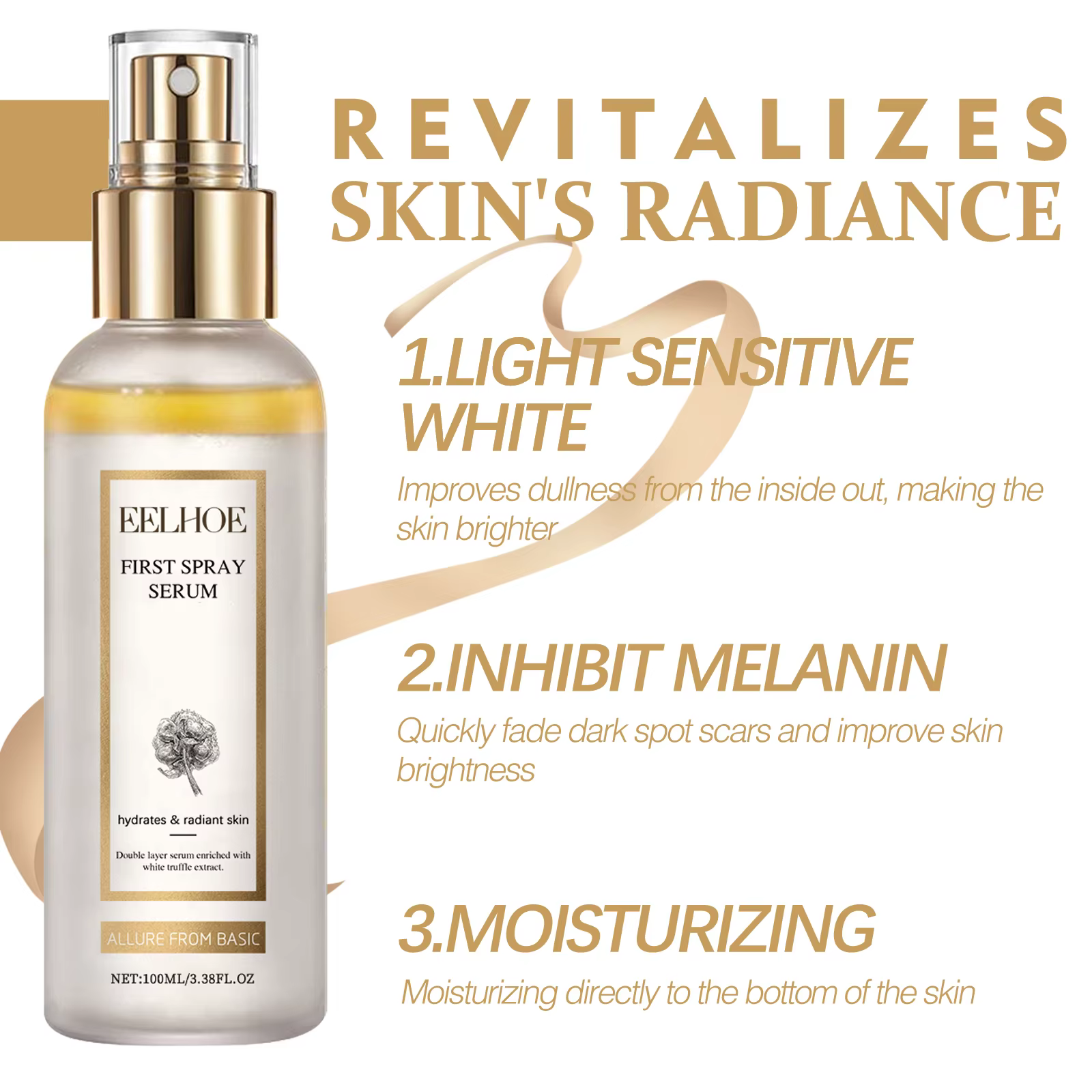 Brume Visage Hydratante à la Truffe Blanche Premium – Essence Éclatante pour Soin Quotidien, Sérum Visage Éclatant Contrôle Sébum