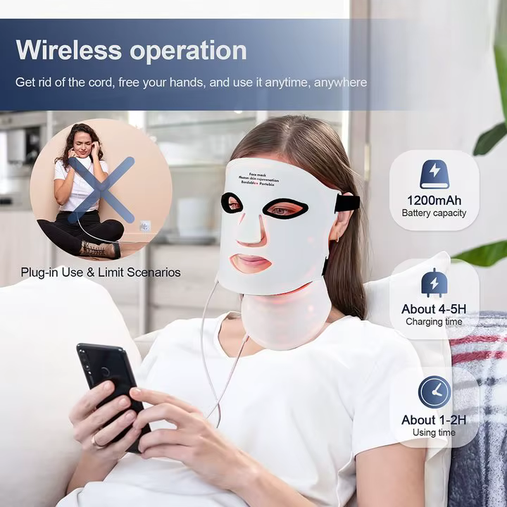 Masque facial LED en silicone avec cou