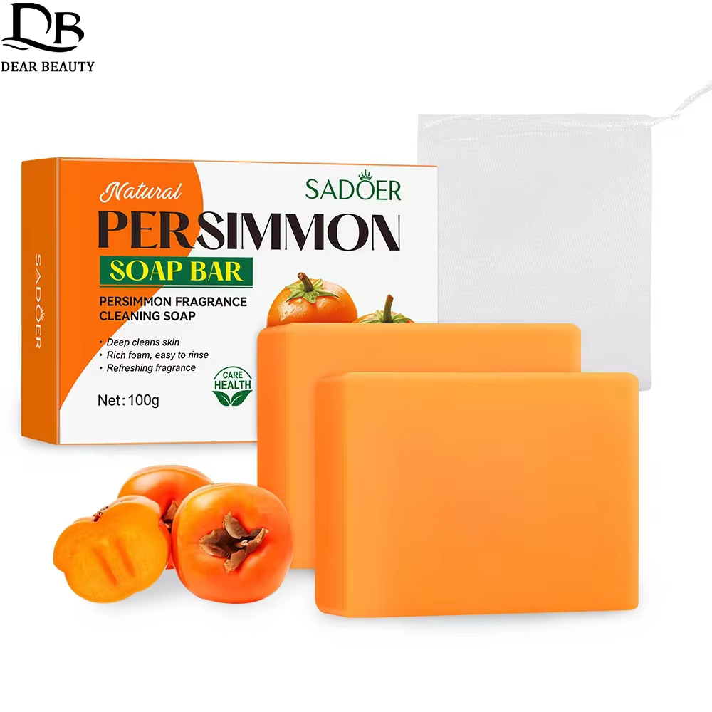Savon nettoyant au kaki (1 ou 2 pièces) avec filet moussant