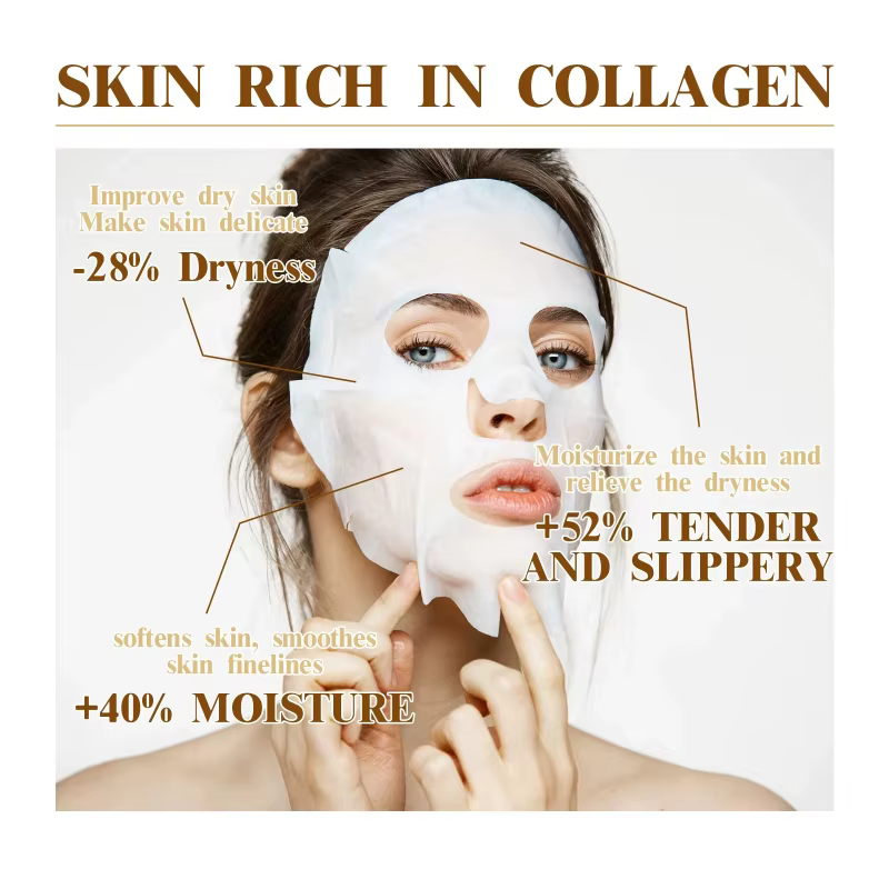 Lot de 10 masques faciaux coréens au collagène anti-rides – Atténue les ridules