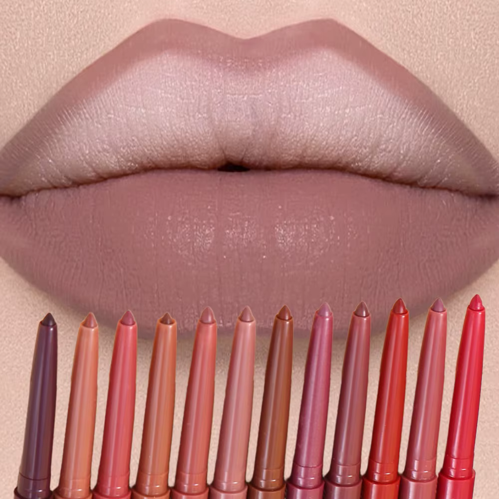 Crayon à lèvres mat mauve longue tenue, waterproof, non-collant, contour des lèvres velours, maquillage naturel lisse