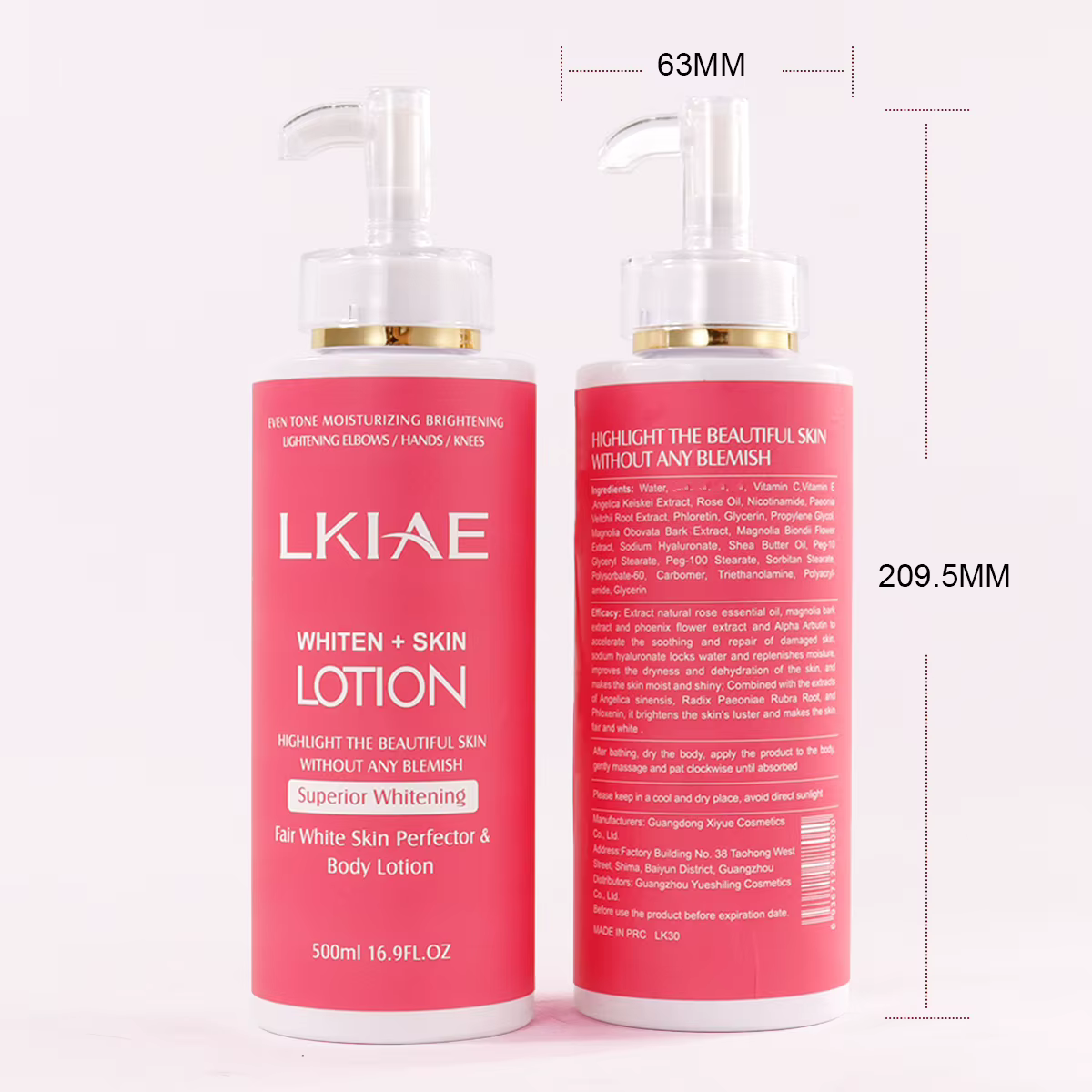 LKIAE Fair White Lotion pour le corps pour une peau brillante et saine