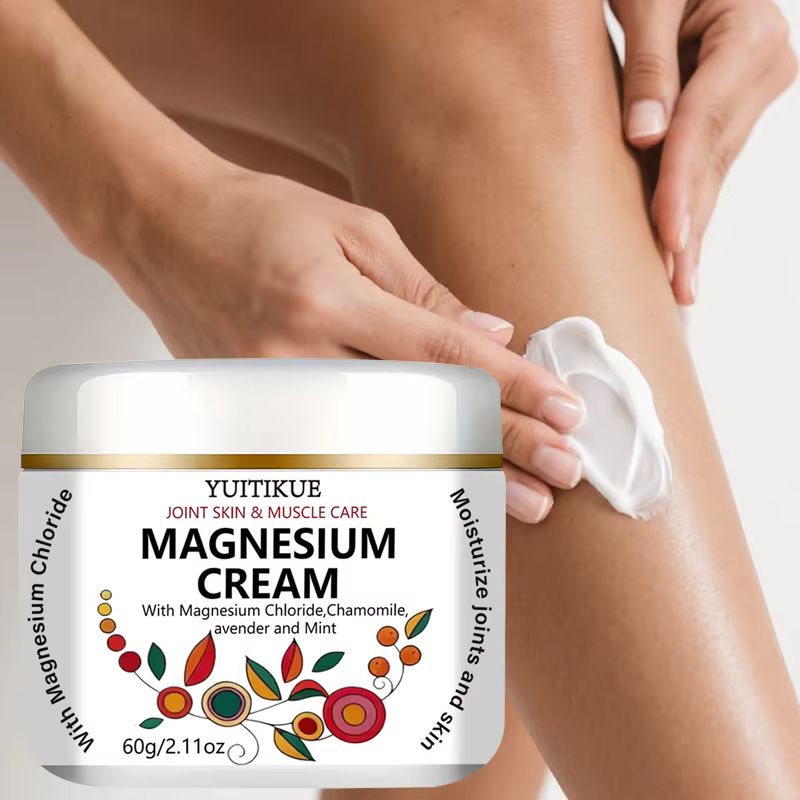 Crème au magnésium Yuitikue, 60g, crème pour les soins des articulations, de la peau et des muscles avec du chlorure de magnésium, de la camomille, de la lavande et de la menthe